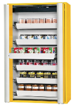 Bezpečnostní skříň s požární odolností 90min, skládací dveře_6x zásuvka, ocelový poplastovaný plech